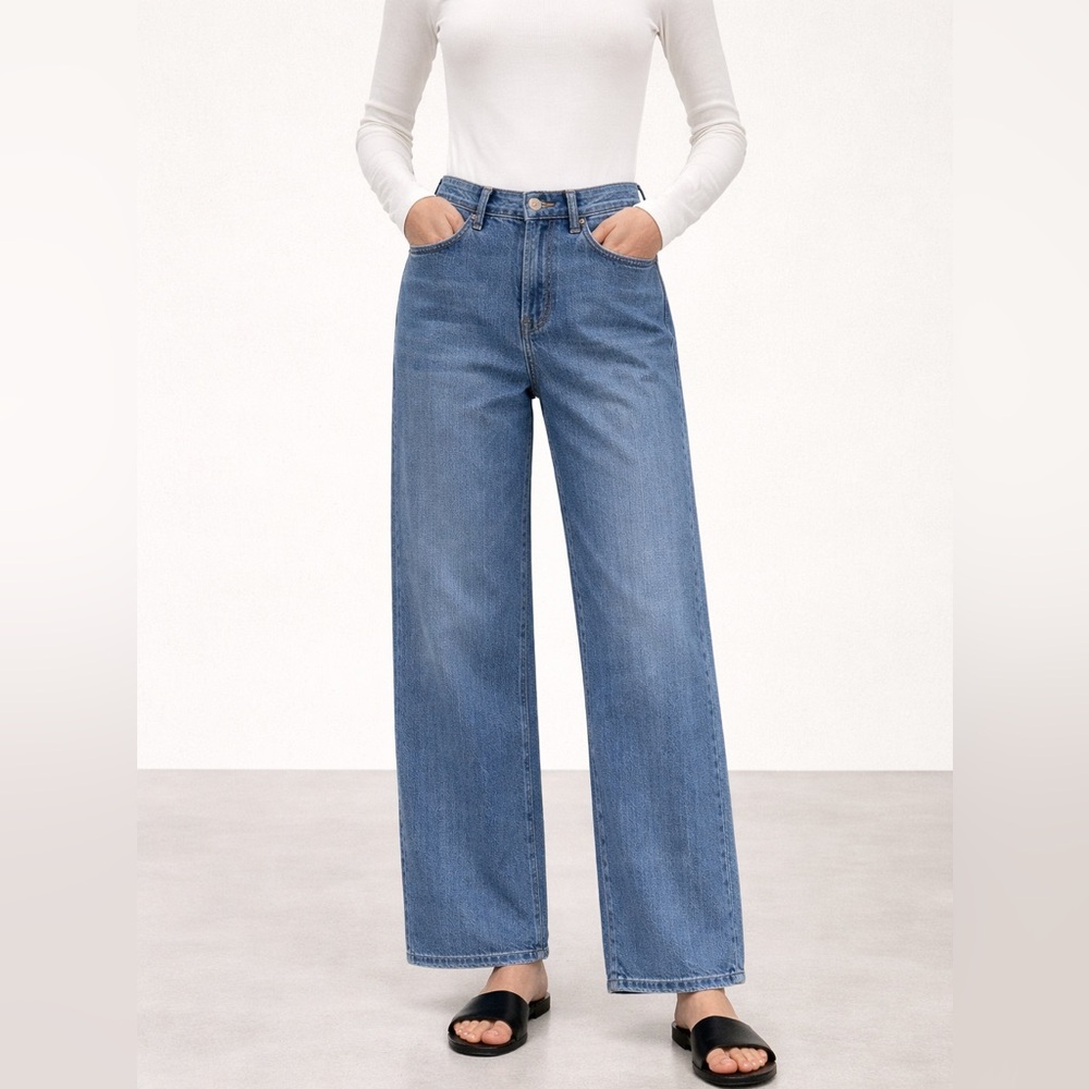 Theory Cahliway Wide Leg Jeans Women 26 Blue Denim High Rise 100% Cotton